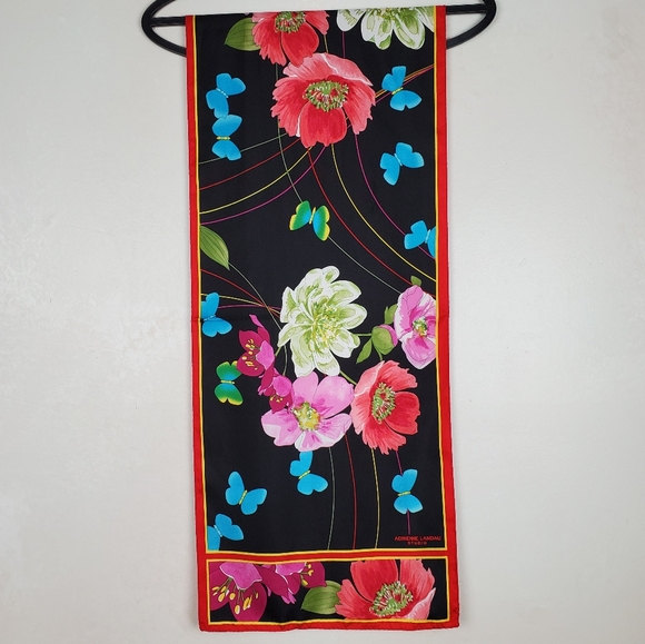 Adrienne Landau Silk Butterfly Floral Scarf - Picture 7 of 10